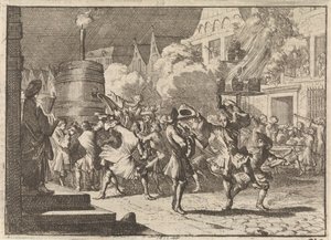 Alegria em Paris no Falso Relatório da Morte de William III na Batalha do Boyne, 1690 de Caspar Luyken