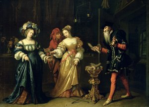 Um palhaço mascarado, 1668 de Caspar Netscher