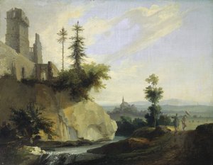 Composição da paisagem com a ruína de um castelo, c.1774-77