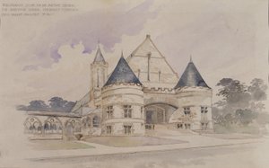 Estudo preliminar para um edifício de arsenal para a Shattuck School, Faribault, Minnesota de Cass Gilbert