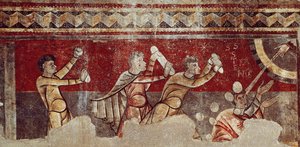 O Apedrejamento de Santo Estêvão, c.1100 (fresco transferido para tela) de Catalan School