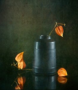 Lanternas e vaso de outono