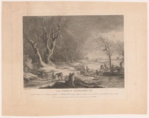 Paisagem de Inverno com figuras atacadas
La forest dangereuse (título sobre o objecto) de Cathérine Elise Cousinet