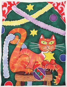 Gato de Natal com decorações de Cathy Baxter
