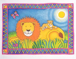 Leão ao Sol, 1997 (wc e pastel no papel)