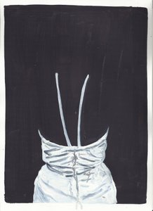 A rapariga do andar de cima 1, atrás, 2012 (óleo e acrílico sobre papel) de Cathy Lomax