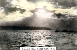 Pôr do sol sobre a baía inglesa, Vancouver, British Columbia, Canadá, c1920s.