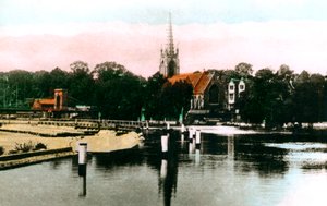 O rio Tamisa em Marlow, Buckinghamshire, 1926.