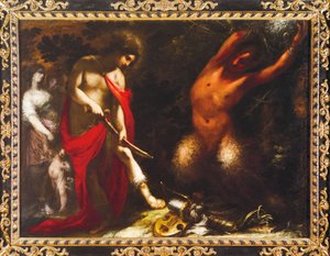 Apollo e Marsyas, ca. 1650, Francesco Montelatici conhecido como Cecco Bravo (1601-1661), óleo sobre tela.