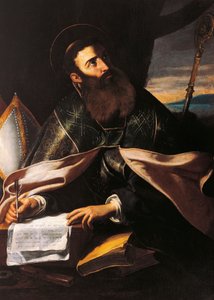Retrato de Santo Agostinho de Hipona (óleo sobre tela) de Cecco de Caravaggio