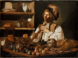 Interior com um jovem com um gravador, c1610- 1621 de Cecco del Caravaggio