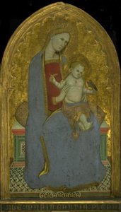 Virgem e criança brincando com um pintassilgo e segurando um feixe de milho de Cecco di Pietro