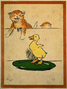 Cats et duck. Desenho de Cecil Aldin (1870-1935). Paris, Artes Decorativas de Cecil Charles Windsor Aldin