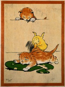 Cats et duck. Desenho de Cecil Aldin (1870-1935). Paris, Artes Decorativas de Cecil Charles Windsor Aldin