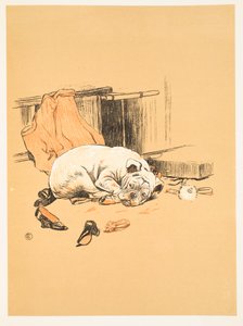 Desapontamento por não encontrar os Chocolates, de A Gay Dog, História de um Ano Tolo Aldin, Cecil Charles Windsor (1870-1935), publicado por William Heineman, 1905. 1ª Edição, Ilustração, Chalk e C de Cecil Charles Windsor Aldin