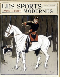 Caça (um homem a cavalo encorajando os cães) Capa "Modern Sports" 02/1906 de Cecil Charles Windsor Aldin