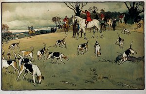 Cena de Caça, Uma Aquarela de Cecil Aldin (1870-1935) Coleção Particular do século XIX de Cecil Charles Windsor Aldin