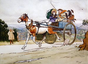 "Eu dirigi o velho Piebald", ilustração para The Pickwick Papers de Charles Dickens de Cecil Charles Windsor Aldin