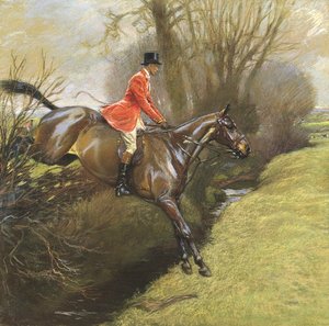 Ten. Cor. Ted Lyon Jumping a Hedge (pastel sobre papel) de Cecil Charles Windsor Aldin