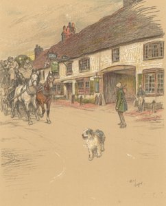 The Angel Inn, em Woolhampton de Cecil Charles Windsor Aldin