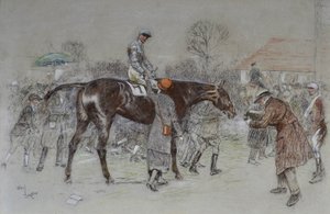 Para liderar o vencedor enquanto as casas de apostas aplaudiam, c.1920-25 (pastel) de Cecil Charles Windsor Aldin