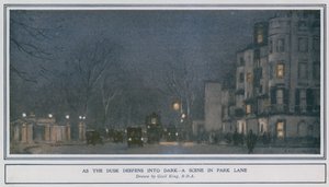 Como o crepúsculo se aprofunda no escuro - uma cena em Park Lane