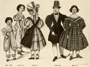Roupas para crianças de 1820-1840, 1907, 1937.
