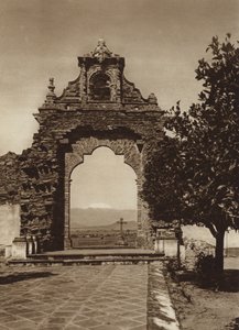 México: Entrada para o átrio da Igreja de Acatepec (foto p/b)