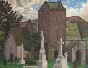 Igreja Llangenith, Gales do Sul, c.1930 (óleo sobre tela) de Cedric Morris