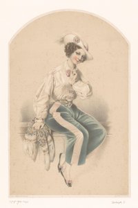 Jovem mulher sentada numa balaustrada de Celestin Deshayes