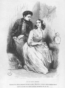 Eve e David Sechard, ilustração de &39;Les Illusions perdues&39; por Honore de Balzac, publicado pela Editions Furne, 1842