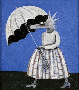 O guarda-chuva (óleo sobre cartão) de Celia Washington