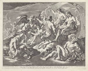 Phaëthon pergunta se pode montar na carruagem de Apollo de Cesare Fantetti