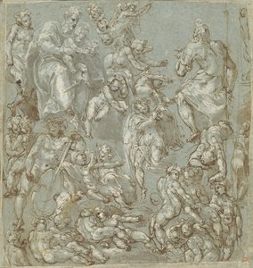 São José e o Menino Jesus com Anjos e Putti de Cesare Pollini