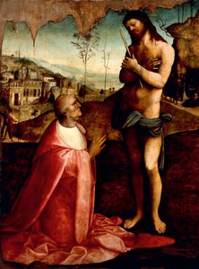 Cristo sofredor e o cardeal Oliviero Carafa em oração, por Cesare da Sesto (1477-1523)