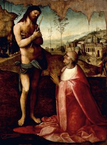 Cristo sofredor e o cardeal Oliviero Carafa em oração (pintura) de Cesare da Sesto