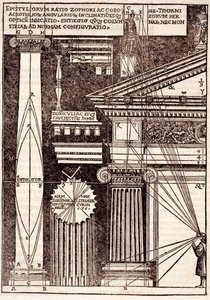 Exemplos de proporções clássicas, de Di Lucio Vitruvio Pollione da arquitetura aos livros dez, de Gotardo de Ponte Como, 1521 de Cesare di Lorenzo Cesariano