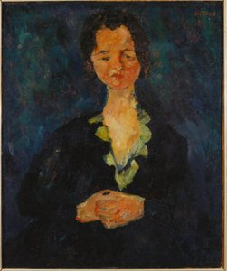 Retrato de uma mulher com fundo azul, 1927 de Chaim Soutine