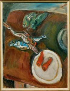 Natureza morta com peixe, pimentão e cenoura de Chaim Soutine