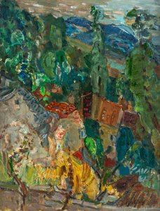 Paisagem urbana com ciprestes, sul da França, 1920-1930. de Chaim Soutine
