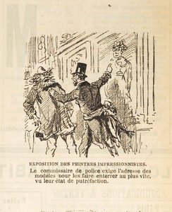 O comissário de polícia exige o endereço dos modelos para enterrá-los..., 1877.