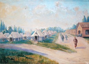 O Bairro Convalescente do Hospital Militar Canadense em St. Cloud (aguarela sobre papel) de Charles Andre Igounet de Villers
