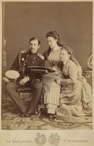 Alexandra Iossifovna da Rússia (nee Princesa Alexandra de Saxónia Altenburg), Nicholas Constantinovich da Rússia e Vera Constantinovna da Rússia - Grã-Duquesa Alexandra Iosifovna, Grão-Duque Nicholas Constantinovich e Grã-Duquesa Vera Constantinovna