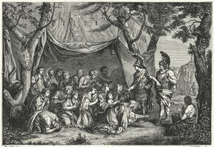 As Rainhas da Pérsia aos Pés de Alexandre (gravura) de Charles (after) Le Brun