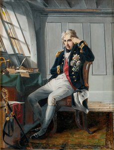Visconde Horatio Nelson (1758-1805), antes da Batalha de Trafalgar, 21 de outubro de 1805, c.1854 (óleo sobre tela) de Charles (after) Lucy