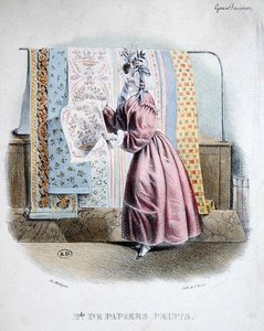 Wallpaper Seller, c.1840 (cor litho) de Charles (after) Philipon