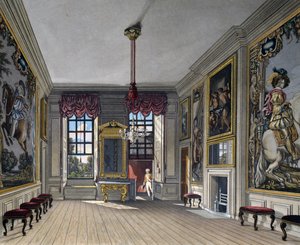 Audience Hall of Queen, Engraving by William James Bennett (1787-1844), Based on design by Charles Wild (1781-1835), From The History of the Royal Residences
