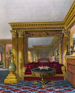 Golden drawing room, Engraving by William James Bennett (1787-1844), Based on design by Charles Wild (1781-1835), From The History of the Royal Residences de Charles (after) Wild
