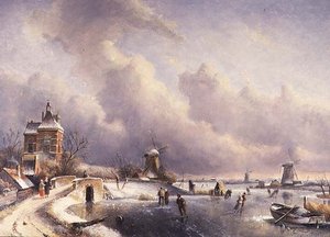 Uma Paisagem de Inverno de Charles (circle of) Leickert