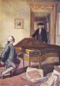 Mozart e o Misterioso Estranho (cor litho) de Charles A. Buchel